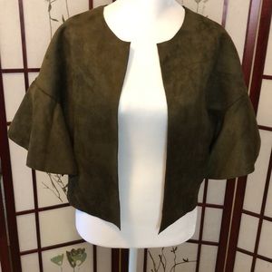 Olive Cropped Suede Jacket NWOT